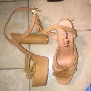 Tan, lemon drop heels by privileged😍